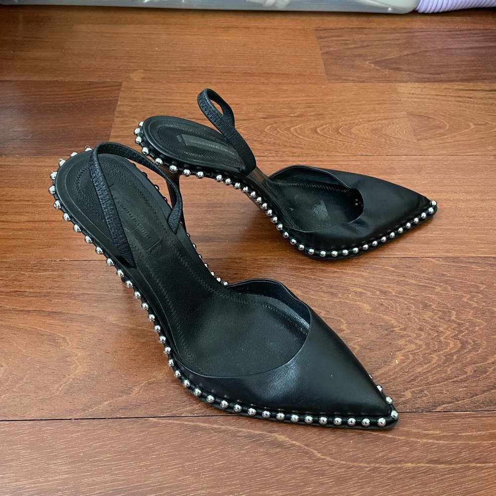 Alexander Wang Black Rina Studded Slingback Heel Pumps